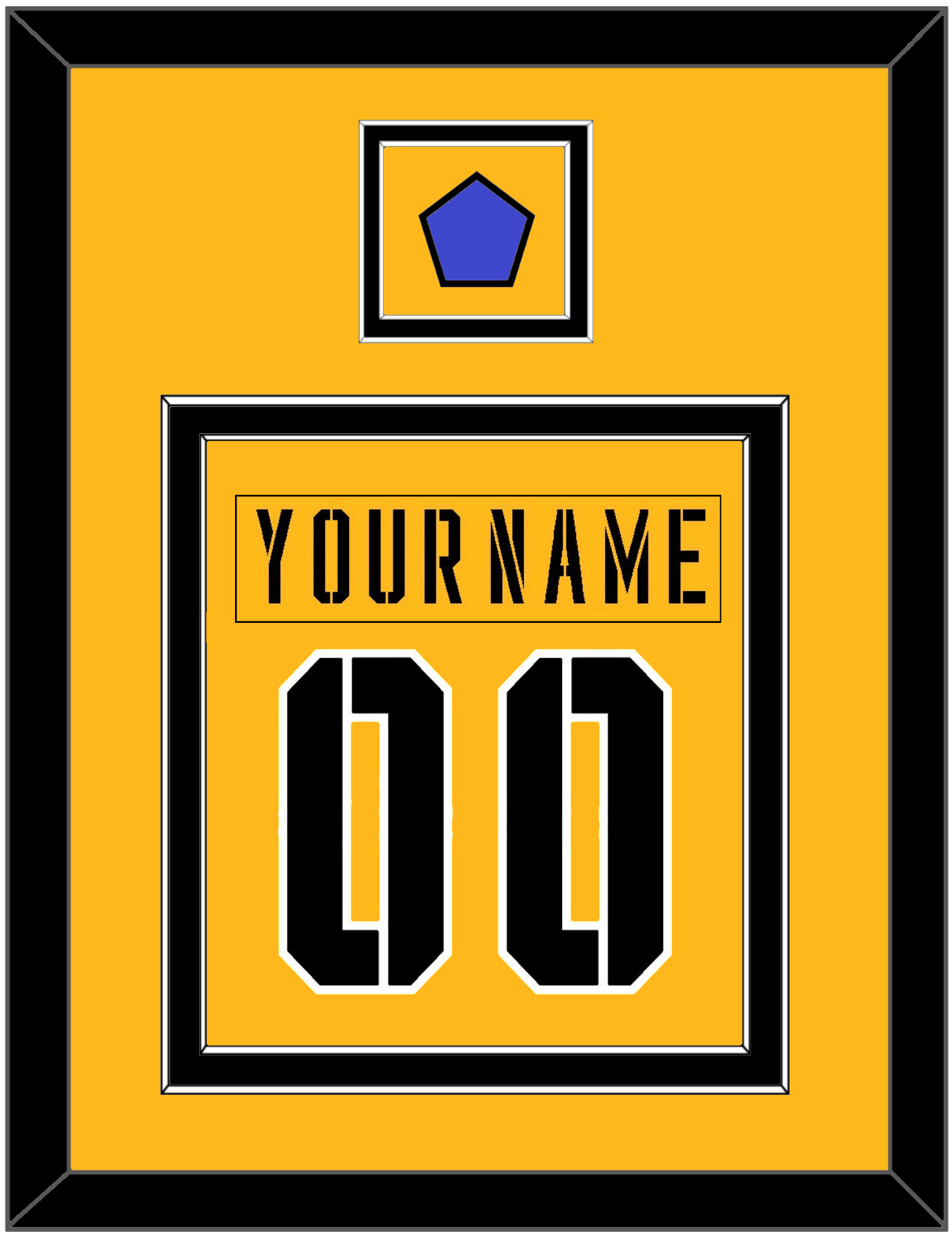 Pittsburgh Nameplate & Number (Back) Combined With Jersey Patch - 2017 Stadium Series Gold - Signature Tier 2