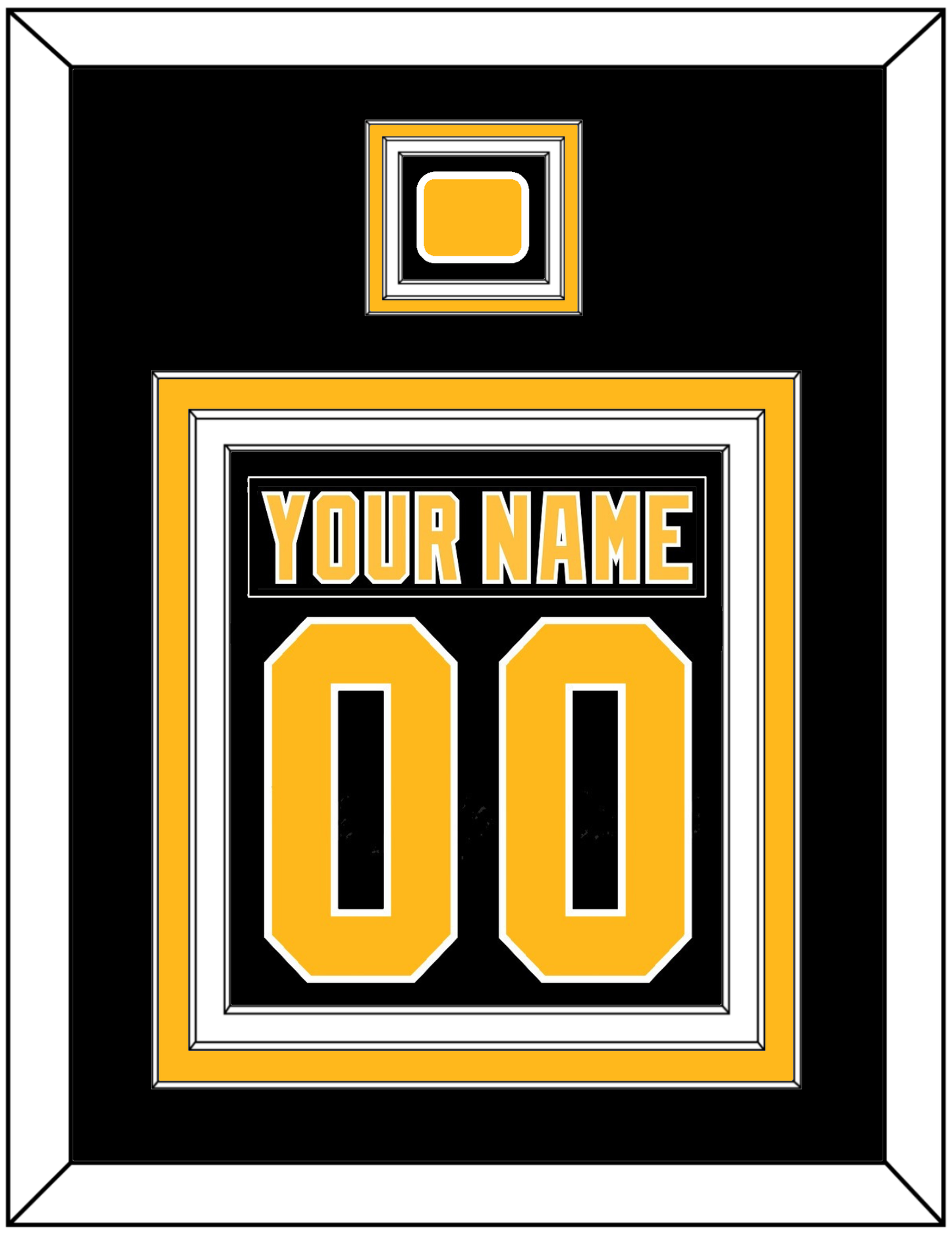 Pittsburgh Nameplate & Number (Back) Combined, With A Logo Patch - Road Black (1992-1997) - Premier Tier 2