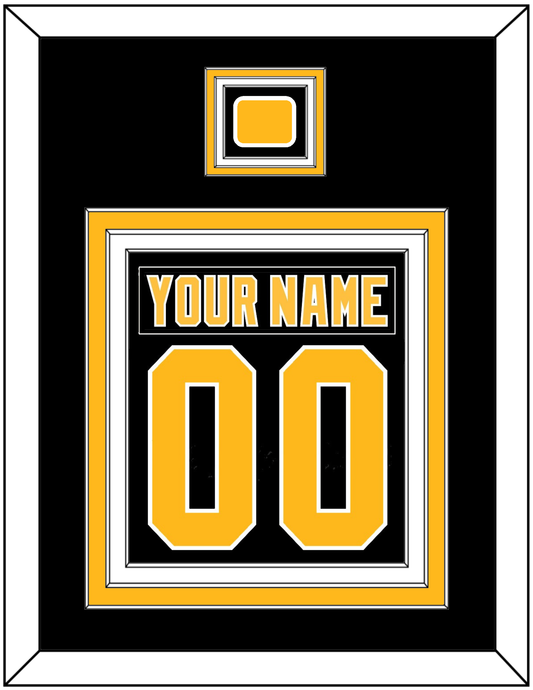 Pittsburgh Nameplate & Number (Back) Combined, With A Logo Patch - Road Black (1992-1997) - Premier Tier 2