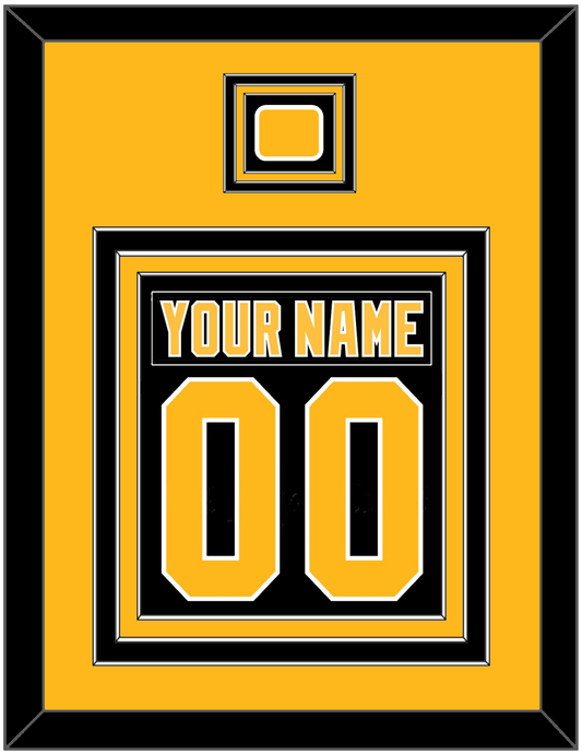 Pittsburgh Nameplate & Number (Back) Combined, With A Logo Patch - Road Black (1992-1997) - Premier Tier 3