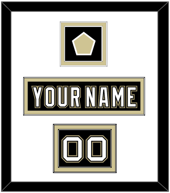 Pittsburgh Nameplate, Number (Shoulder) & Jersey Logo Patch - Black Jersey (2000-2007) - Double Mat 1