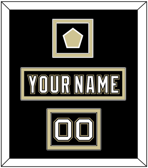 Pittsburgh Nameplate, Number (Shoulder) & Jersey Logo Patch - Black Jersey (2000-2007) - Double Mat 2