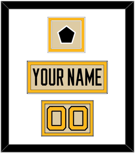 Pittsburgh Nameplate, Number (Shoulder) & 2023 Winter Classic Patch - Tan Jersey - Double Mat 1