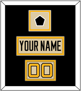 Pittsburgh Nameplate, Number (Shoulder) & 2023 Winter Classic Patch - Tan Jersey - Double Mat 3