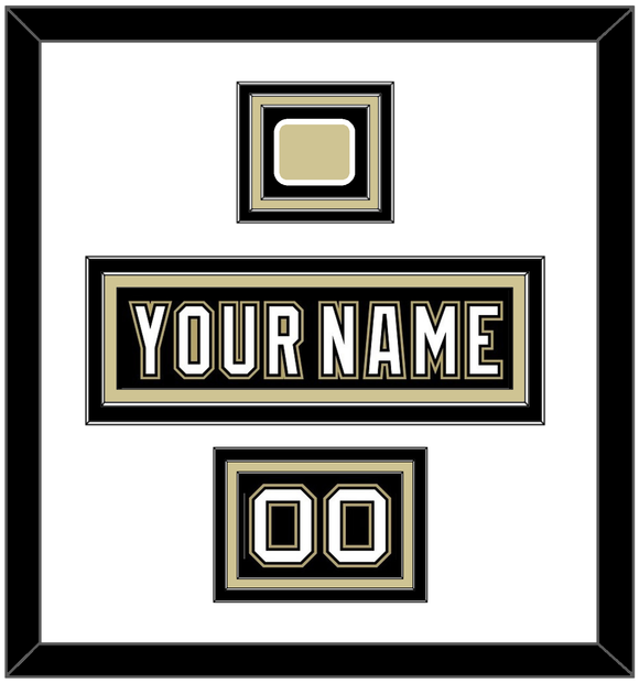 Pittsburgh Nameplate, Number (Shoulder) & Jersey Logo Patch - Black Jersey (2000-2007) - Triple Mat 1