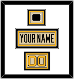 Pittsburgh Nameplate, Number (Shoulder) & 2023 Winter Classic Patch - Tan Jersey - Triple Mat 1