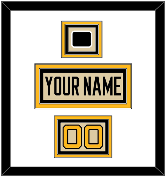 Pittsburgh Nameplate, Number (Shoulder) & 2023 Winter Classic Patch - Tan Jersey - Premier Tier 2