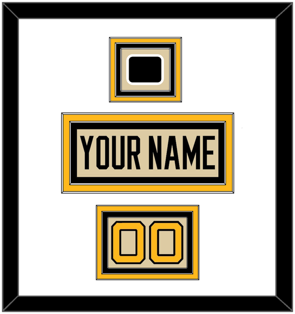 Pittsburgh Nameplate, Number (Shoulder) & 2023 Winter Classic Patch - Tan Jersey - Triple Mat 2