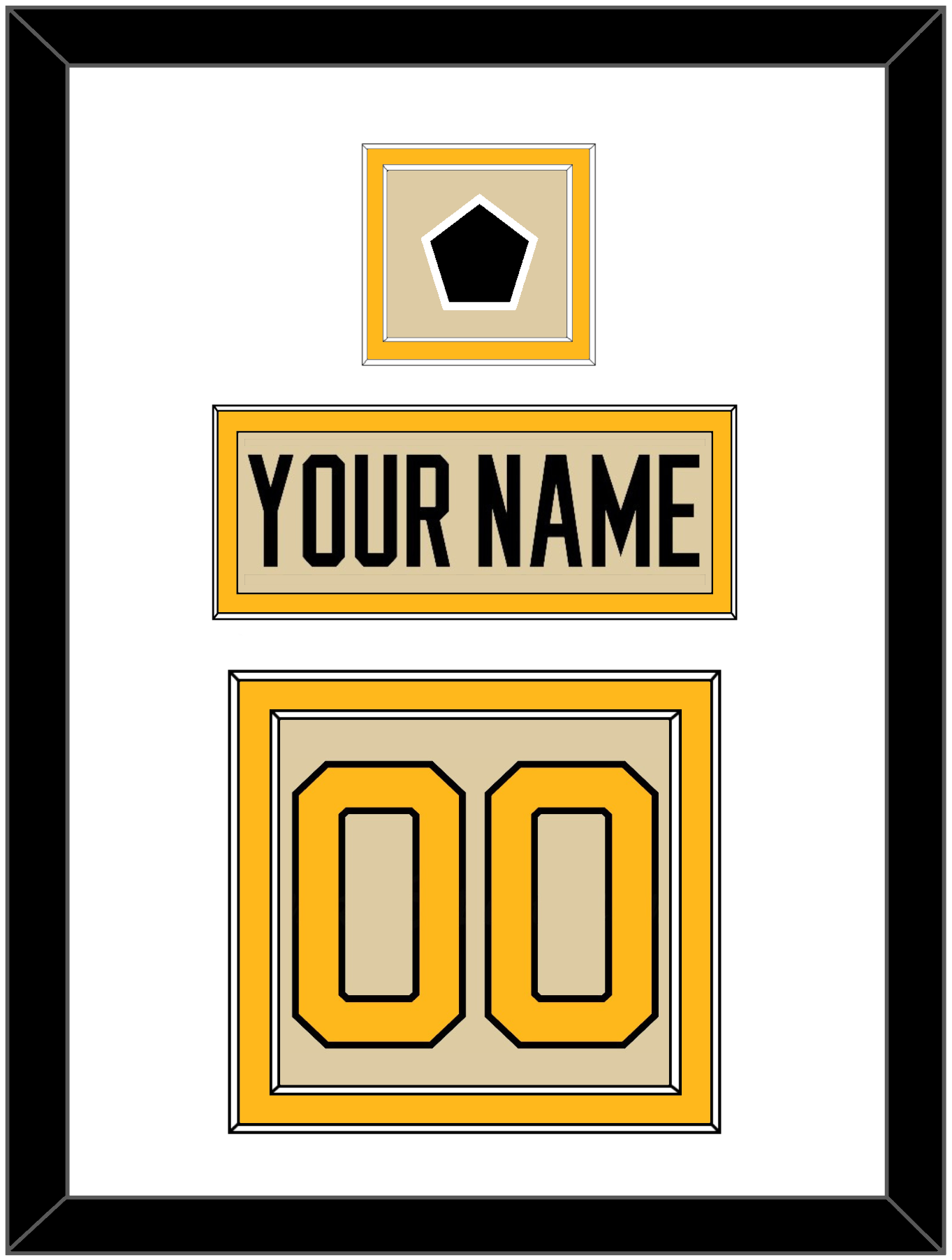 Pittsburgh Nameplate & Number (Back) With Jersey Patch - 2023 Winter Classic Tan - Signature Tier 1