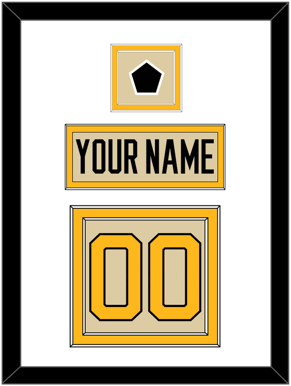 Pittsburgh Nameplate & Number (Back) With Jersey Patch - 2023 Winter Classic Tan - Double Mat 1