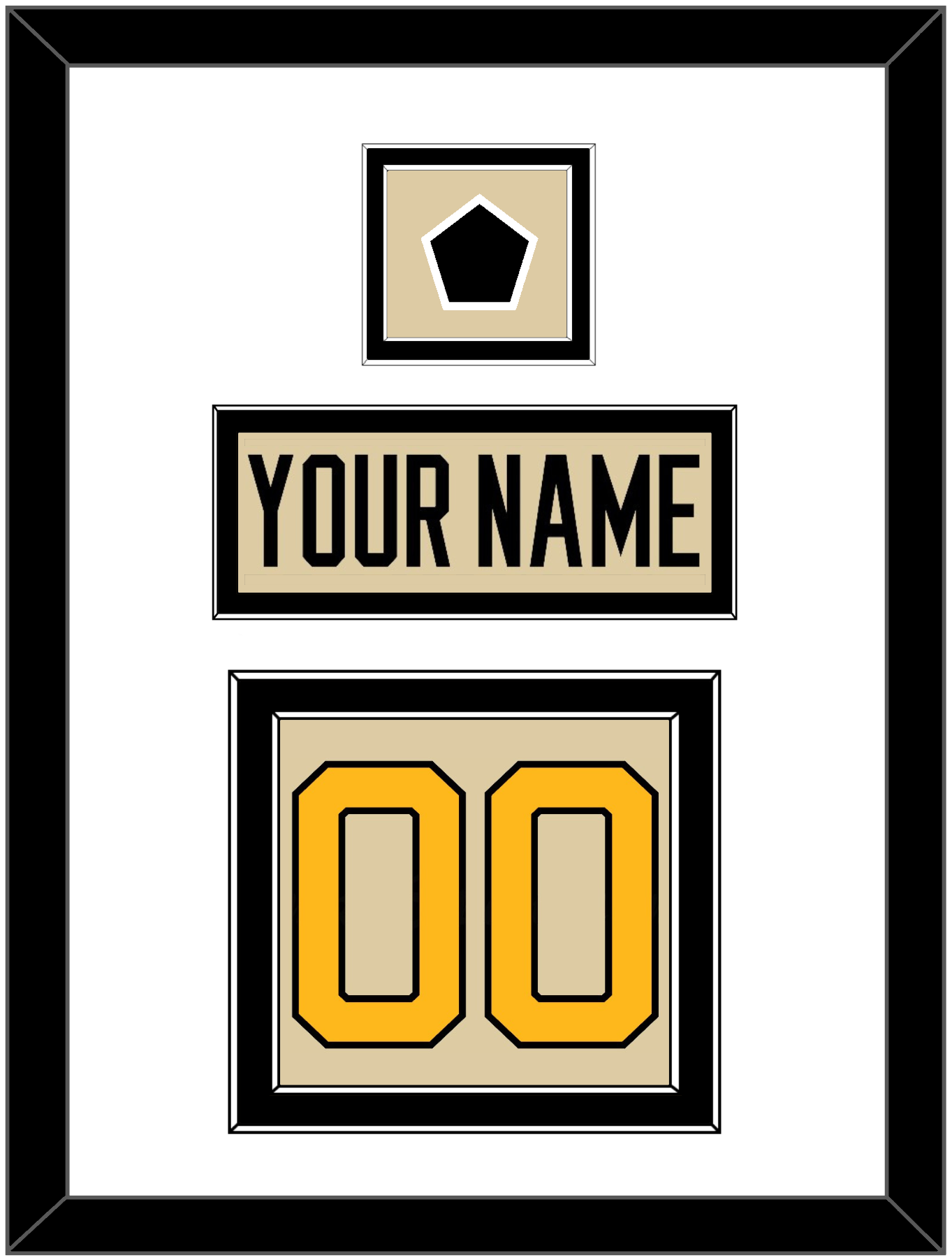 Pittsburgh Nameplate & Number (Back) With Jersey Patch - 2023 Winter Classic Tan - Signature Tier 2