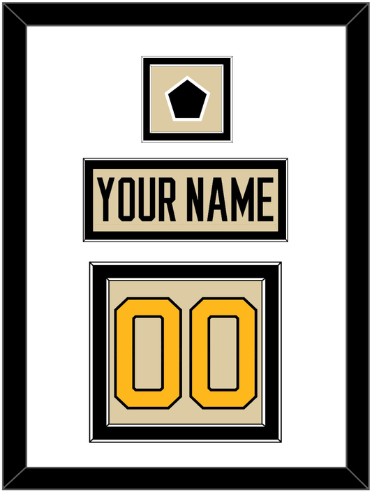 Pittsburgh Nameplate & Number (Back) With Jersey Patch - 2023 Winter Classic Tan - Signature Tier 2
