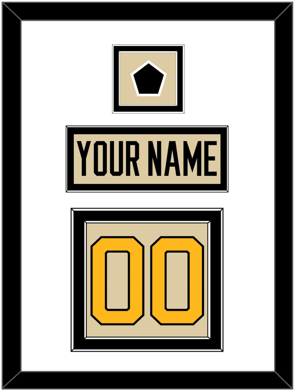 Pittsburgh Nameplate & Number (Back) With Jersey Patch - 2023 Winter Classic Tan - Double Mat 2