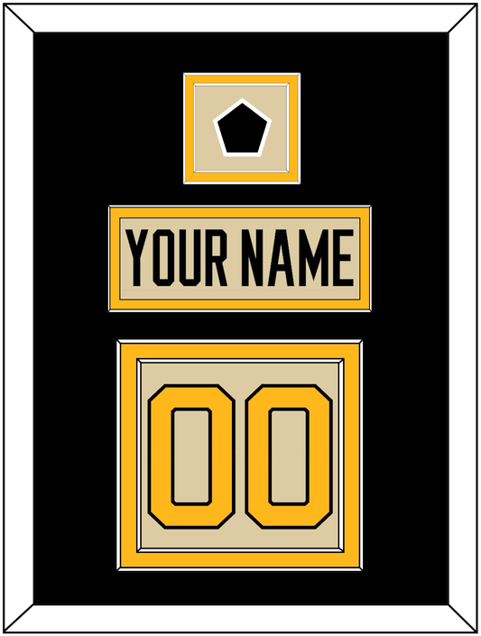 Pittsburgh Nameplate & Number (Back) With Jersey Patch - 2023 Winter Classic Tan - Signature Tier 3