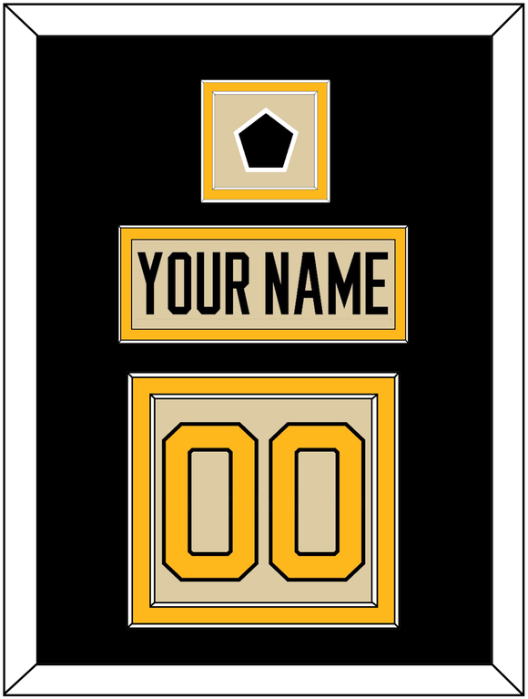 Pittsburgh Nameplate & Number (Back) With Jersey Patch - 2023 Winter Classic Tan - Double Mat 3