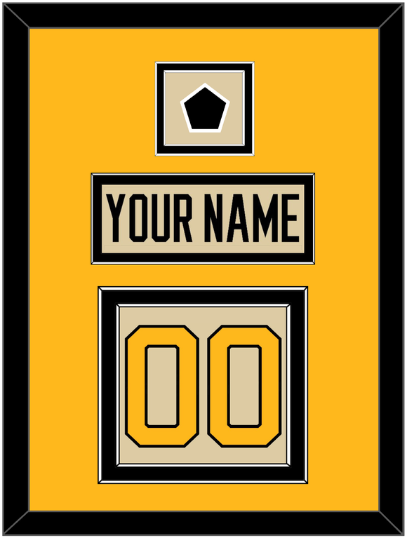 Pittsburgh Nameplate & Number (Back) With Jersey Patch - 2023 Winter Classic Tan - Double Mat 4