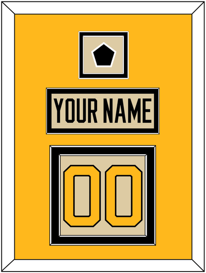 Pittsburgh Nameplate & Number (Back) With Jersey Patch - 2023 Winter Classic Tan - Signature Tier 4