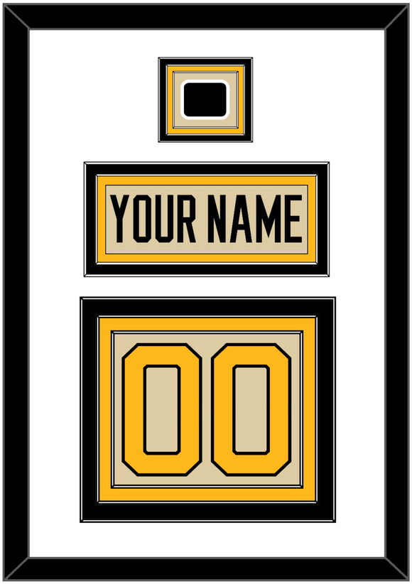 Pittsburgh Nameplate & Number (Back) With Jersey Patch - 2023 Winter Classic Tan - Triple Mat 1