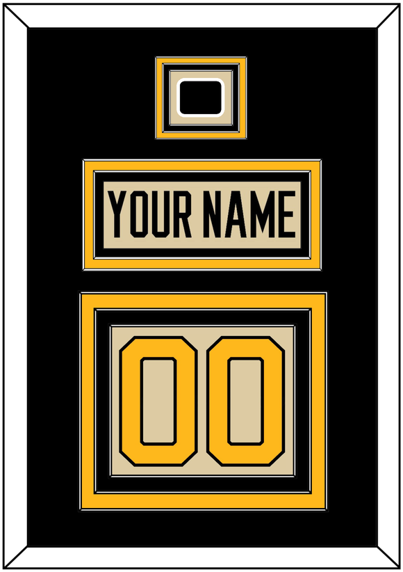 Pittsburgh Nameplate & Number (Back) With Jersey Patch - 2023 Winter Classic Tan - Triple Mat 3