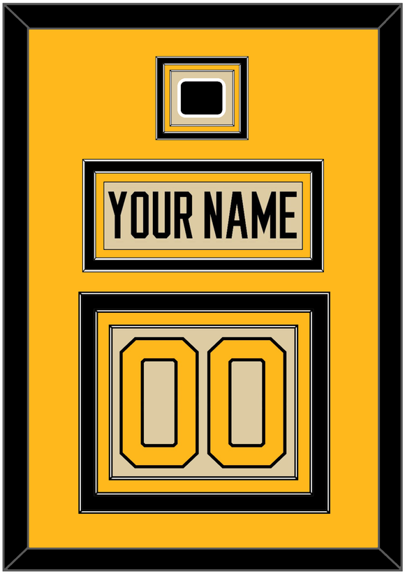 Pittsburgh Nameplate & Number (Back) With Jersey Patch - 2023 Winter Classic Tan - Triple Mat 4