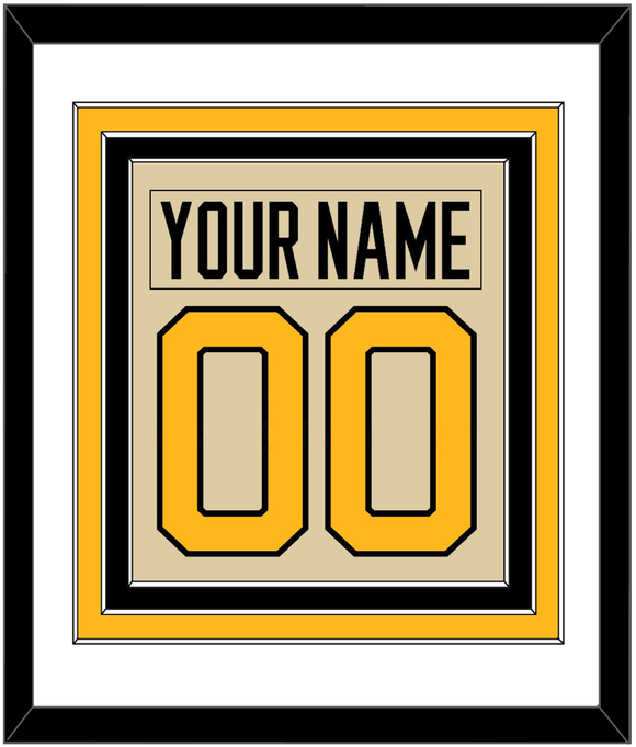 Pittsburgh Nameplate & Number (Back) Combined - 2023 Winter Classic Tan - Triple Mat 2