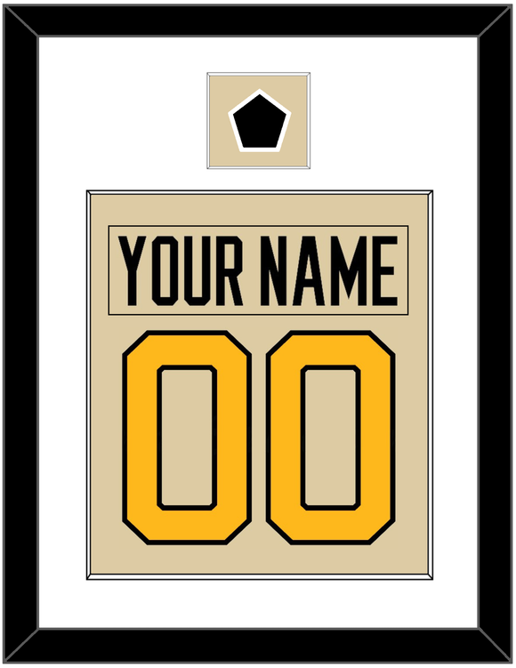 Pittsburgh Nameplate & Number (Back) Combined With Jersey Patch - 2023 Winter Classic Tan - Single Mat 1