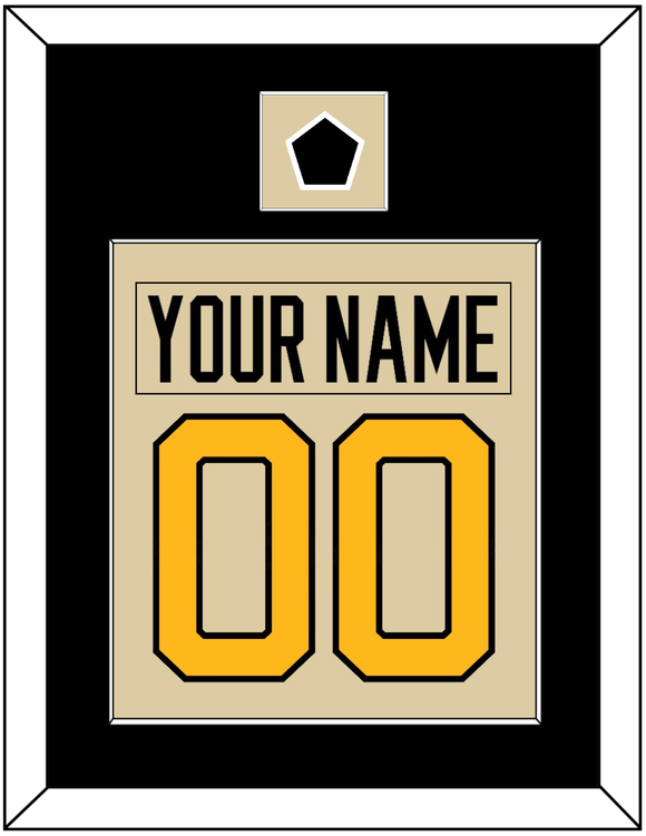 Pittsburgh Nameplate & Number (Back) Combined With Jersey Patch - 2023 Winter Classic Tan - Single Mat 2