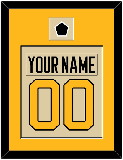 Pittsburgh Nameplate & Number (Back) Combined With Jersey Patch - 2023 Winter Classic Tan - Essential Tier 3