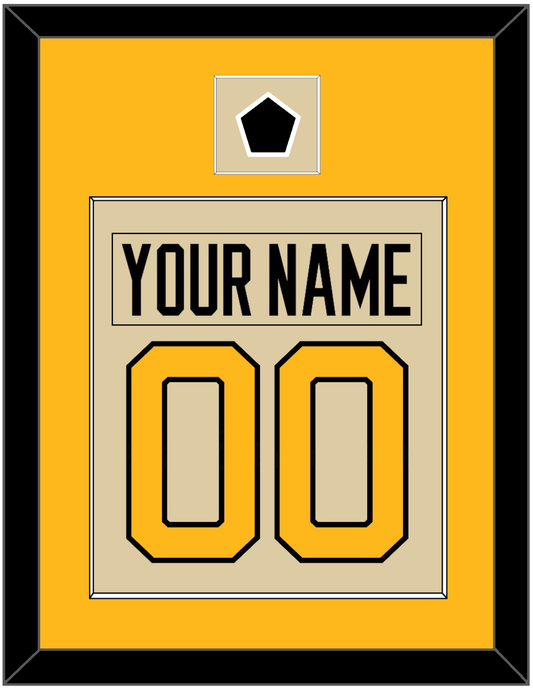 Pittsburgh Nameplate & Number (Back) Combined With Jersey Patch - 2023 Winter Classic Tan - Essential Tier 3
