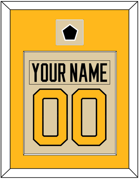 Pittsburgh Nameplate & Number (Back) Combined With Jersey Patch - 2023 Winter Classic Tan - Essential Tier 3