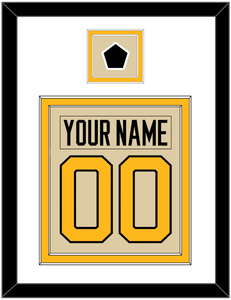 Pittsburgh Nameplate & Number (Back) Combined With Jersey Patch - 2023 Winter Classic Tan - Double Mat 1