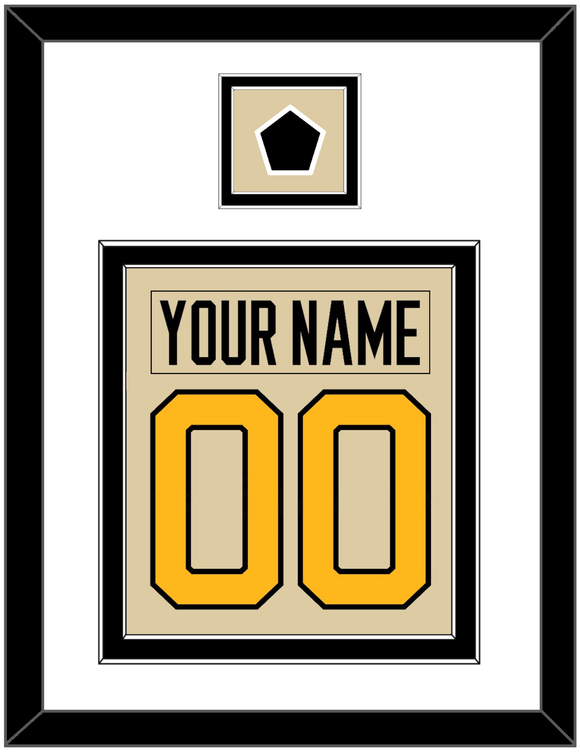 Pittsburgh Nameplate & Number (Back) Combined With Jersey Patch - 2023 Winter Classic Tan - Double Mat 2