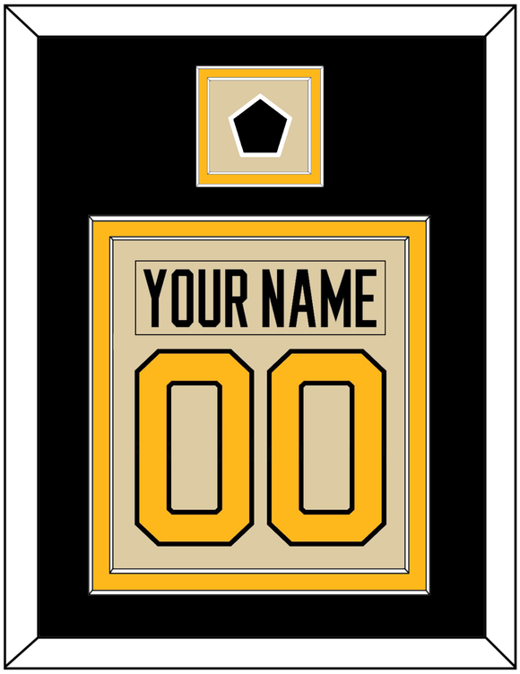 Pittsburgh Nameplate & Number (Back) Combined With Jersey Patch - 2023 Winter Classic Tan - Double Mat 3