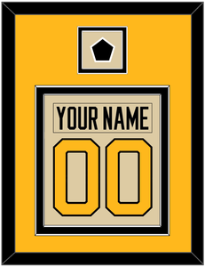 Pittsburgh Nameplate & Number (Back) Combined With Jersey Patch - 2023 Winter Classic Tan - Double Mat 4