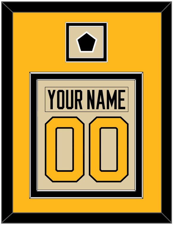 Pittsburgh Nameplate & Number (Back) Combined With Jersey Patch - 2023 Winter Classic Tan - Double Mat 4