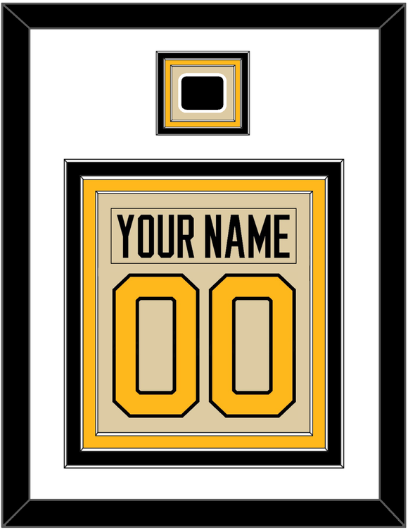 Pittsburgh Nameplate & Number (Back) Combined With Jersey Patch - 2023 Winter Classic Tan - Triple Mat 1