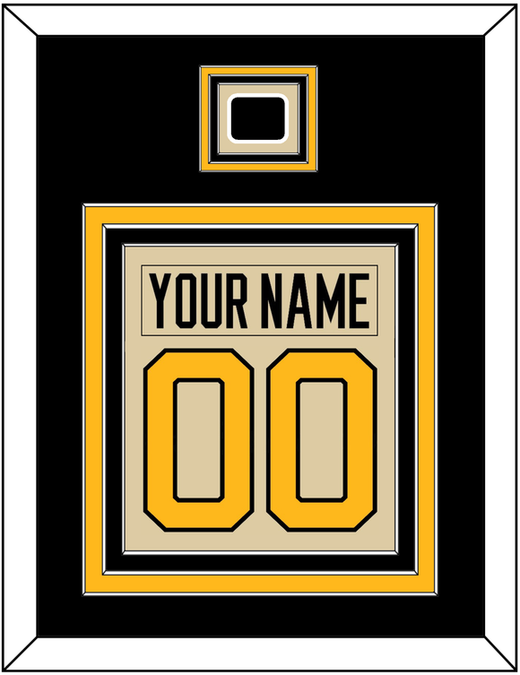 Pittsburgh Nameplate & Number (Back) Combined With Jersey Patch - 2023 Winter Classic Tan - Triple Mat 3