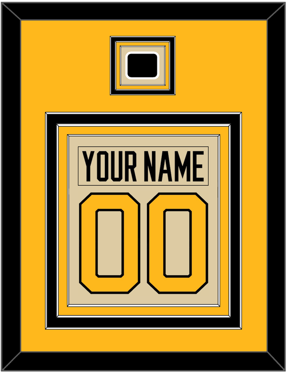 Pittsburgh Nameplate & Number (Back) Combined With Jersey Patch - 2023 Winter Classic Tan - Triple Mat 4