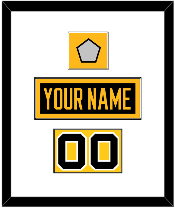 Pittsburgh Nameplate, Number (Shoulder) & Stanley Cup Finals Patch - Road Black (1988-1992) - Single Mat 1