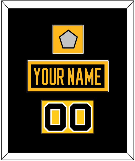 Pittsburgh Nameplate, Number (Shoulder) & Stanley Cup Finals Patch - Home Black - Essential Tier 2