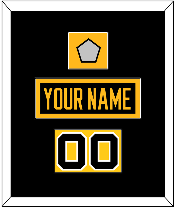 Pittsburgh Nameplate, Number (Shoulder) & Stanley Cup Finals Patch - Home Black - Single Mat 2