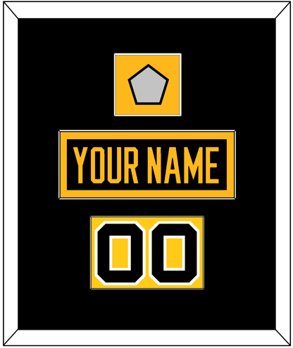 Pittsburgh Nameplate, Number (Shoulder) & Stanley Cup Finals Patch - Road Black (1988-1992) - Essential Tier 2