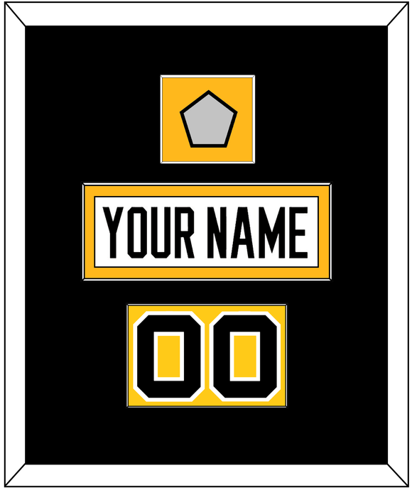 Pittsburgh Nameplate, Number (Shoulder) & Stanley Cup Champions Patch - Road White - Single Mat 2