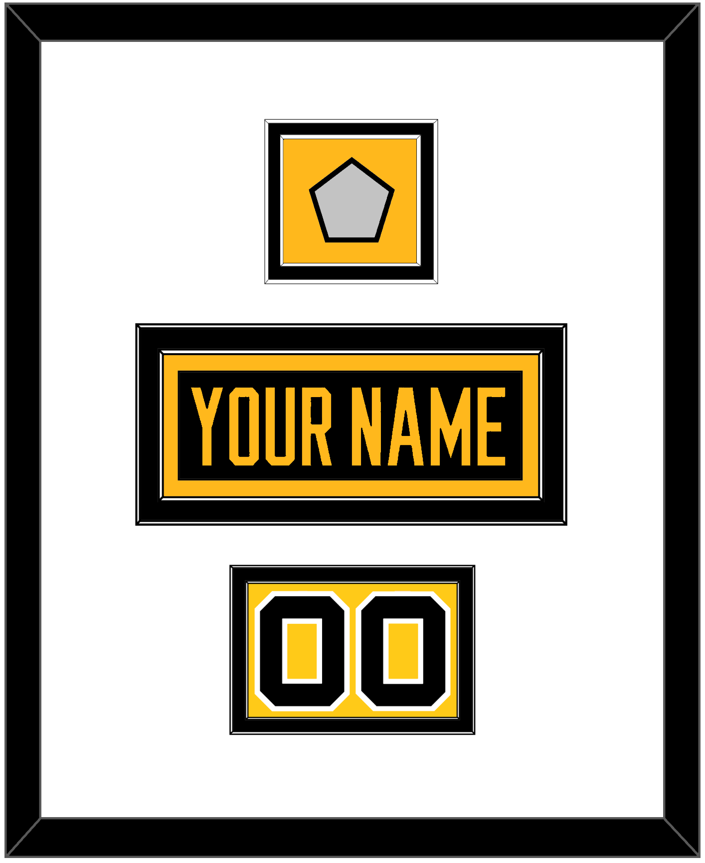 Pittsburgh Nameplate, Number (Shoulder) & Stanley Cup Finals Patch - Road Black (1988-1992) - Signature Tier 1