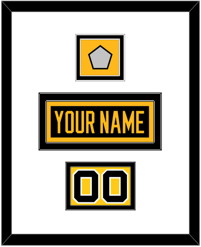 Pittsburgh Nameplate, Number (Shoulder) & Stanley Cup Finals Patch - Road Black (1988-1992) - Signature Tier 1