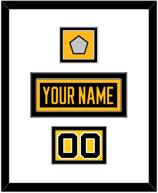 Pittsburgh Nameplate, Number (Shoulder) & Stanley Cup Finals Patch - Road Black (1988-1992) - Signature Tier 1