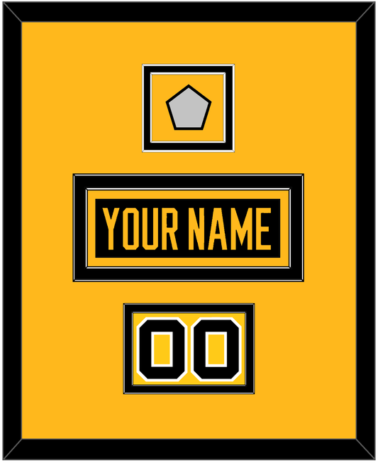 Pittsburgh Nameplate, Number (Shoulder) & Stanley Cup Finals Patch - Road Black (1988-1992) - Signature Tier 2