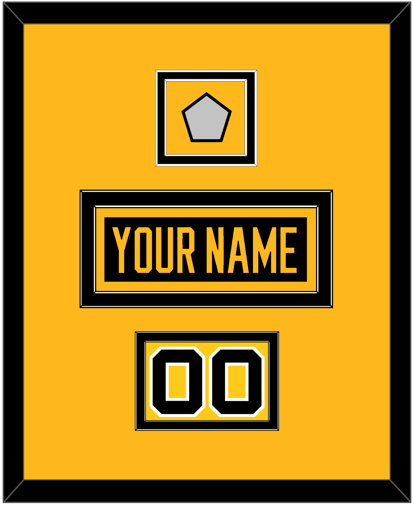 Pittsburgh Nameplate, Number (Shoulder) & Stanley Cup Champions Patch - Home Black - Signature Tier 2