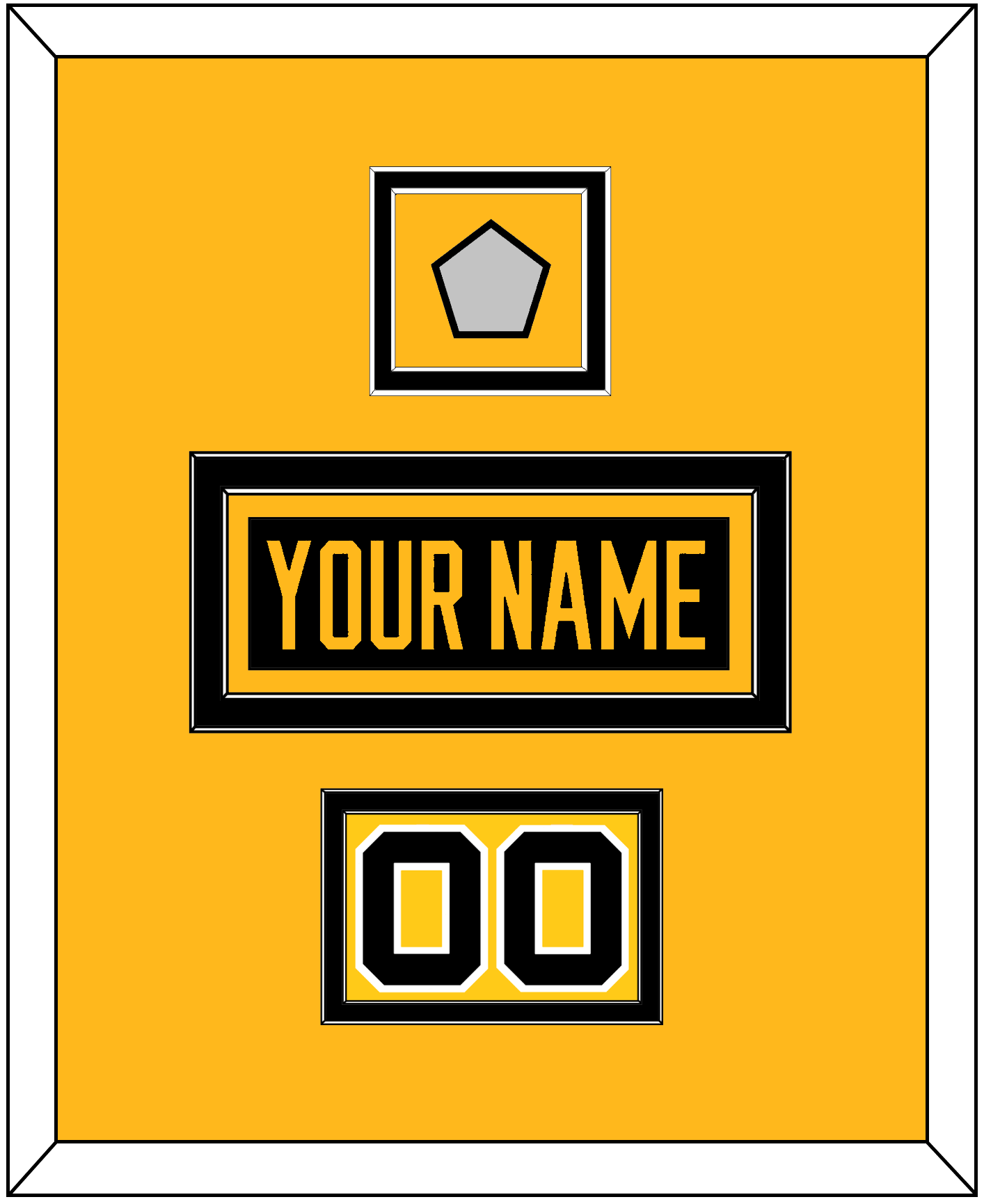 Pittsburgh Nameplate, Number (Shoulder) & Stanley Cup Champions Patch - Road Black (1988-1992) - Signature Tier 2