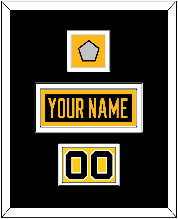 Pittsburgh Nameplate, Number (Shoulder) & Stanley Cup Champions Patch - Home Black - Double Mat 3